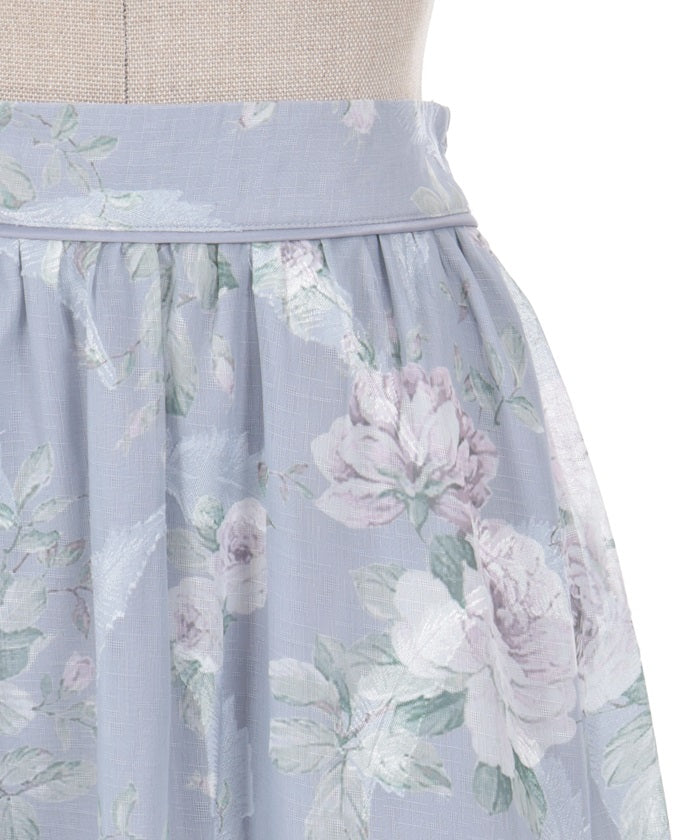 Floral Pattern Sheer Jacquard Skirt