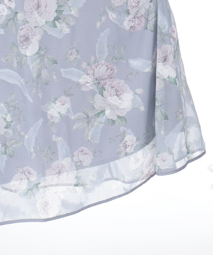 Floral Pattern Sheer Jacquard Skirt