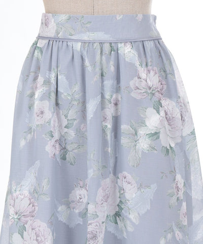 Floral Pattern Sheer Jacquard Skirt