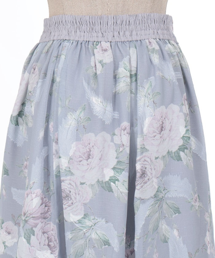 Floral Pattern Sheer Jacquard Skirt