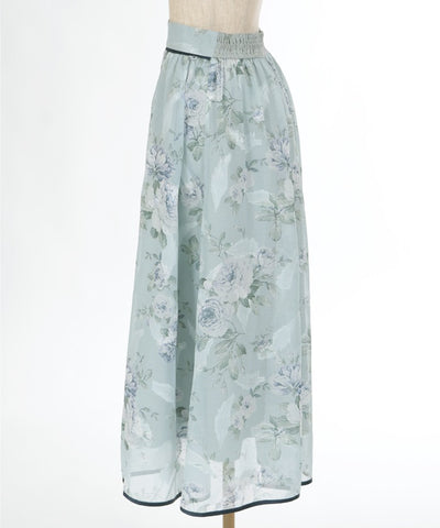 Floral Pattern Sheer Jacquard Skirt