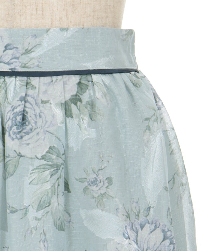 Floral Pattern Sheer Jacquard Skirt