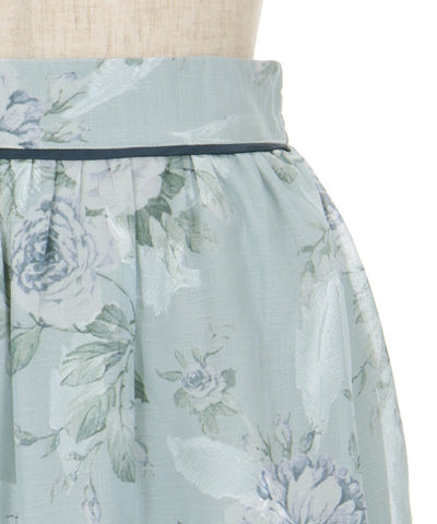 Floral Pattern Sheer Jacquard Skirt