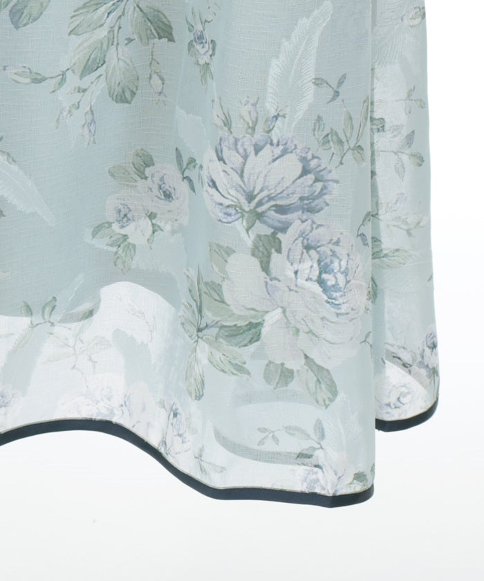 Floral Pattern Sheer Jacquard Skirt