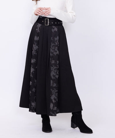 Flower Flocky Panel Skirt