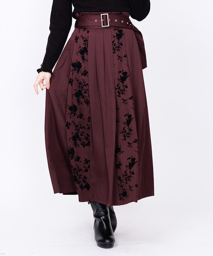 Flower Flocky Panel Skirt