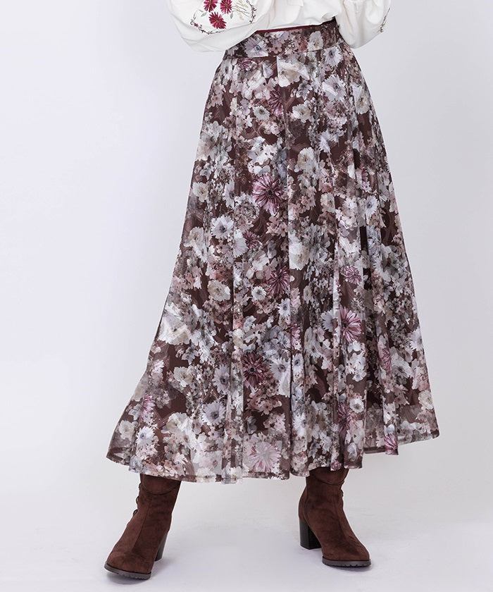 Gerbera Pattern Jacquard Skirt