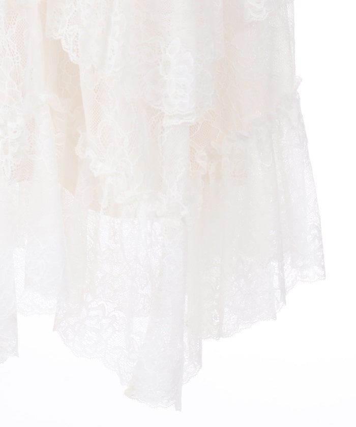 Frill Lace Irregular Hem Skirt