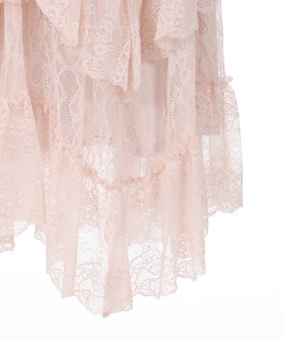 Frill Lace Irregular Hem Skirt