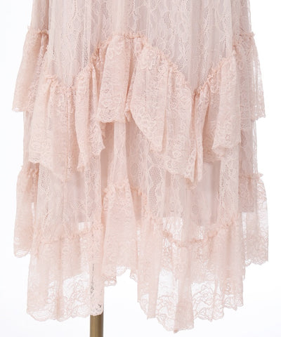 Frill Lace Irregular Hem Skirt