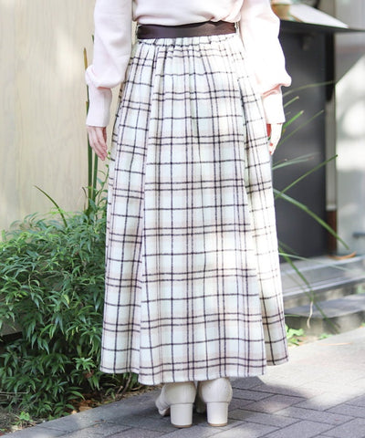 Brushed Plaid Flare Skirt