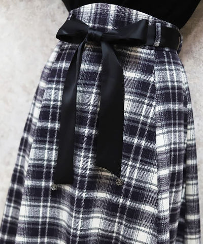 Brushed Plaid Flare Skirt