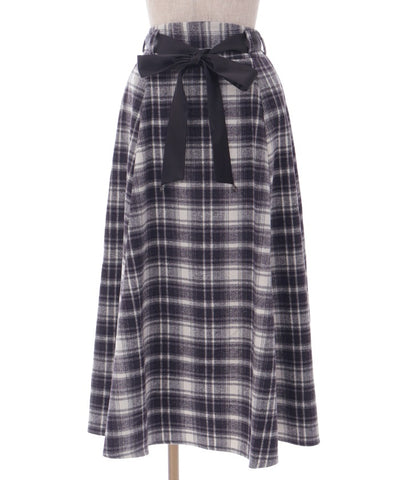 Brushed Plaid Flare Skirt