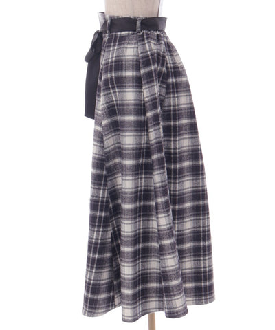 Brushed Plaid Flare Skirt