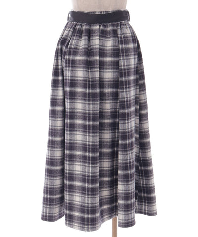 Brushed Plaid Flare Skirt