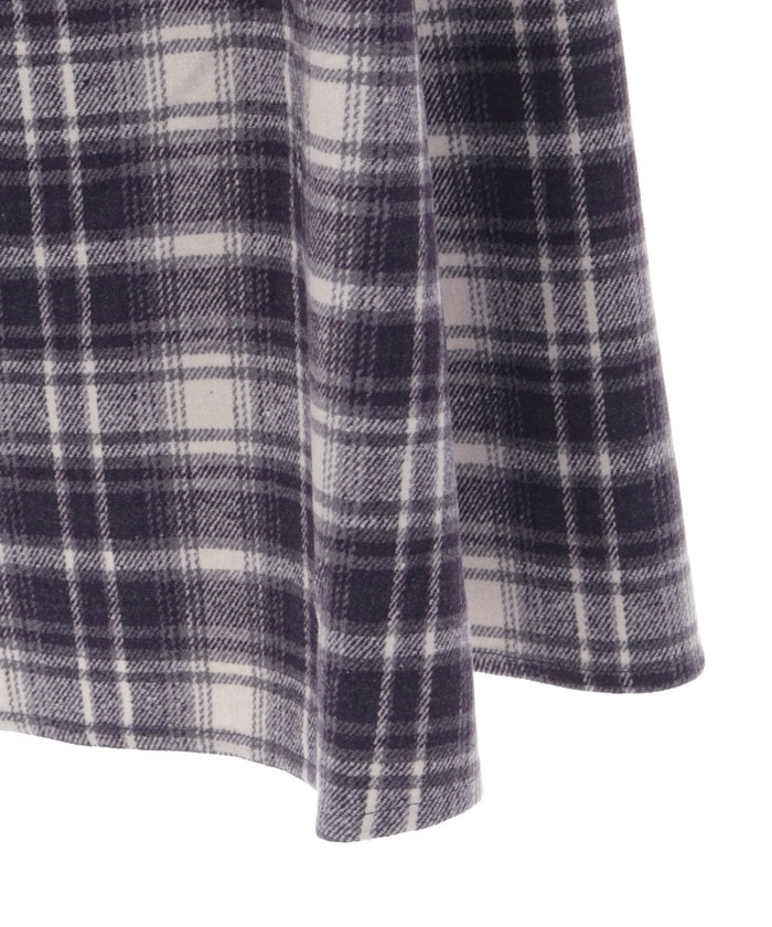 Brushed Plaid Flare Skirt