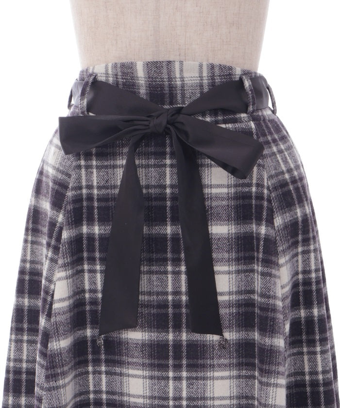 Brushed Plaid Flare Skirt