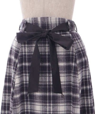 Brushed Plaid Flare Skirt