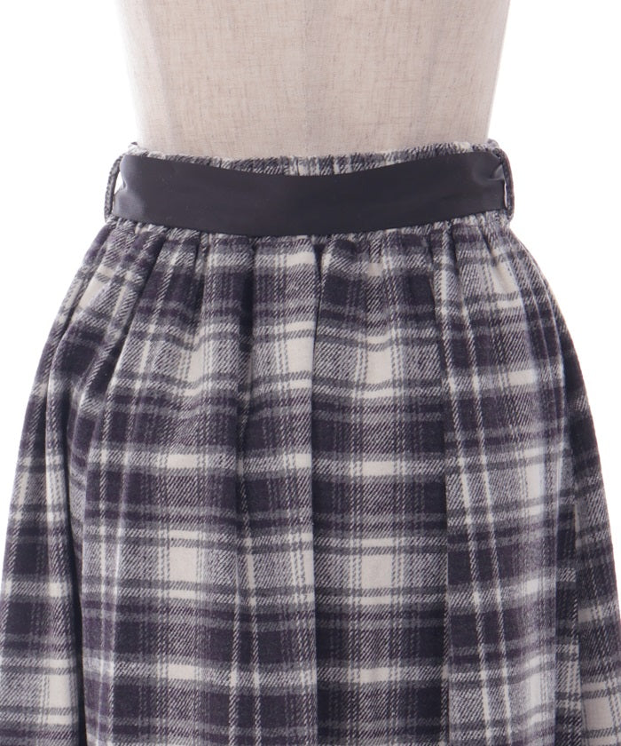 Brushed Plaid Flare Skirt