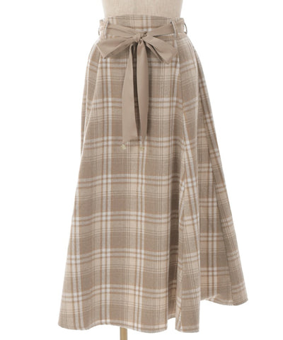 Brushed Plaid Flare Skirt