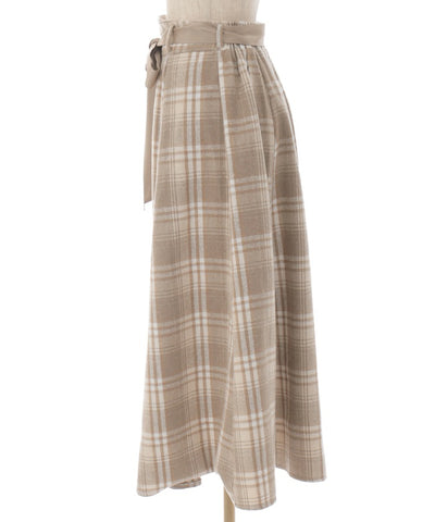 Brushed Plaid Flare Skirt