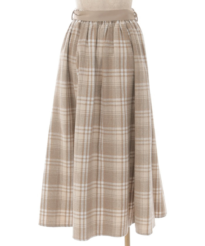 Brushed Plaid Flare Skirt