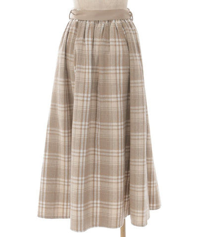 Brushed Plaid Flare Skirt