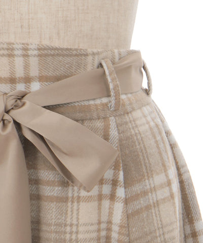 Brushed Plaid Flare Skirt