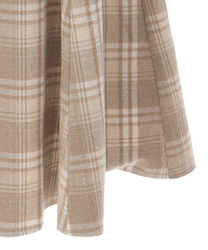 Brushed Plaid Flare Skirt