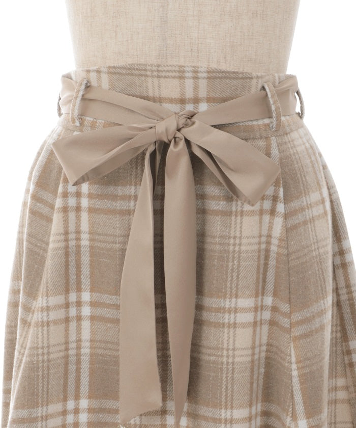 Brushed Plaid Flare Skirt