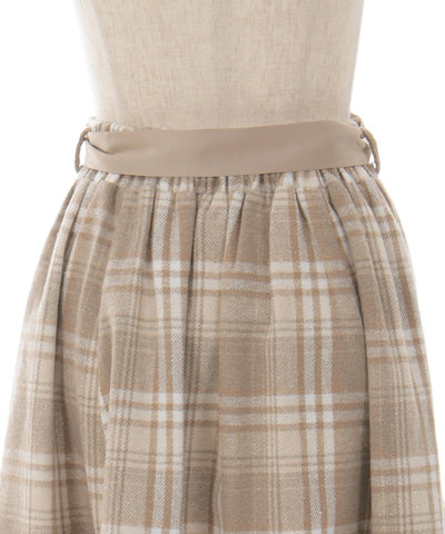 Brushed Plaid Flare Skirt