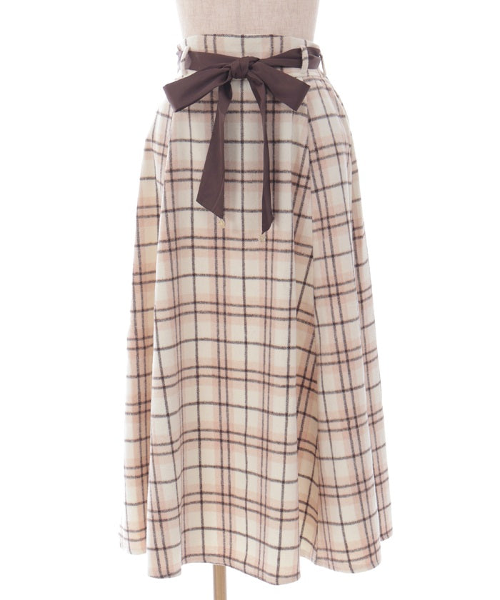 Brushed Plaid Flare Skirt