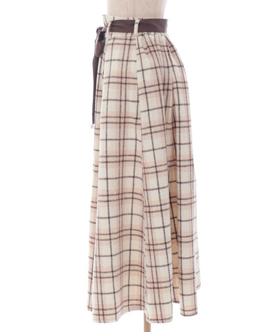 Brushed Plaid Flare Skirt