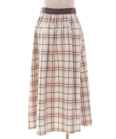 Brushed Plaid Flare Skirt