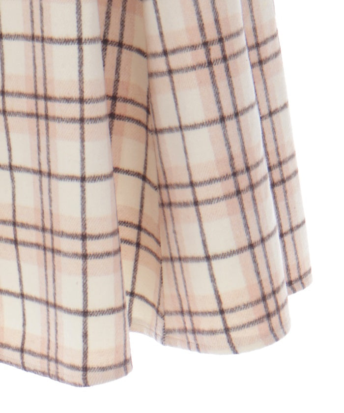 Brushed Plaid Flare Skirt