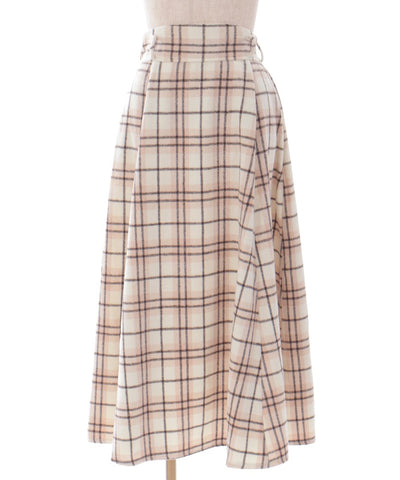 Brushed Plaid Flare Skirt