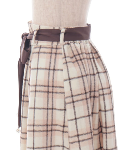 Brushed Plaid Flare Skirt