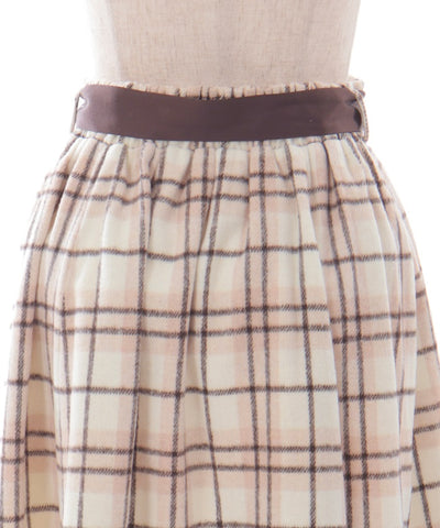 Brushed Plaid Flare Skirt