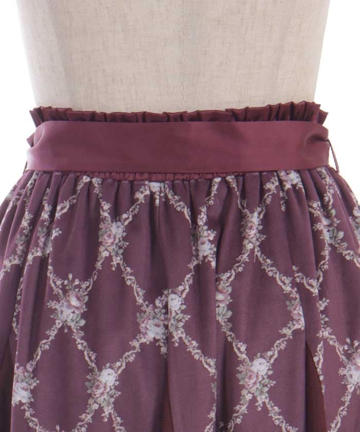 Rose Pattern Velvet-Like Skirt