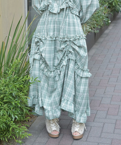 Drawstring Tiered Skirt