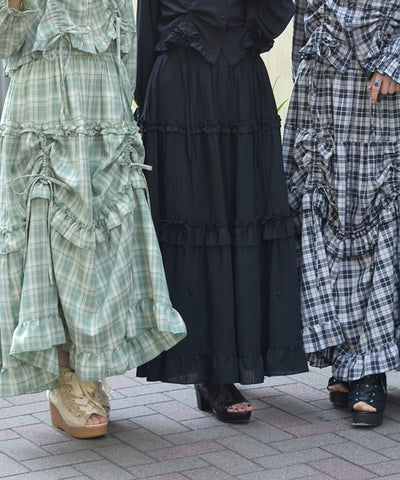 Drawstring Tiered Skirt