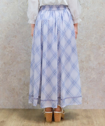 Sheer Plaid Flare Skirt