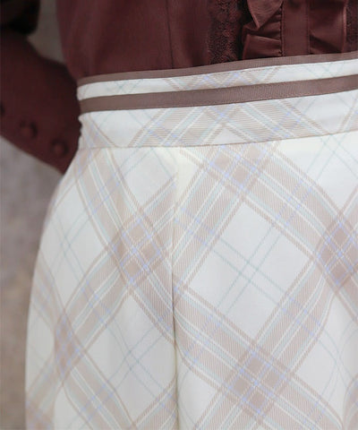 Sheer Plaid Flare Skirt