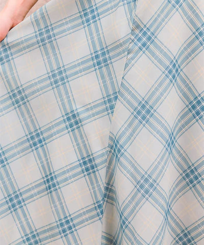 Sheer Plaid Flare Skirt