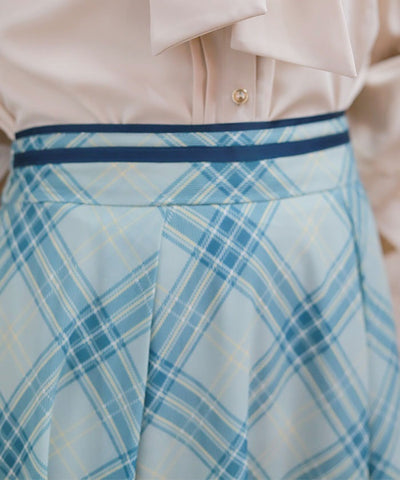 Sheer Plaid Flare Skirt