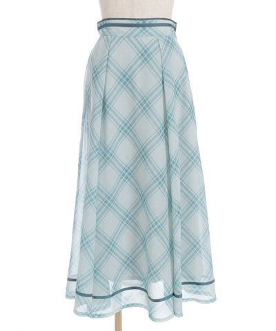 Sheer Plaid Flare Skirt