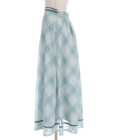 Sheer Plaid Flare Skirt