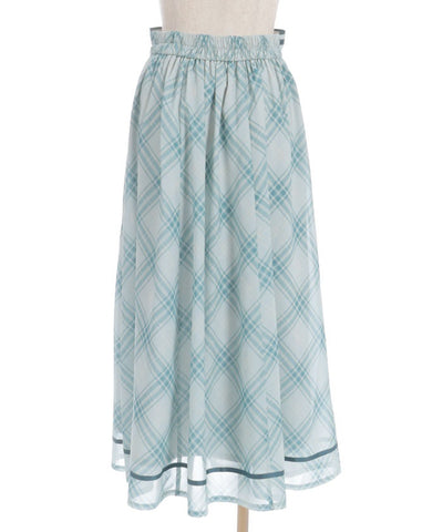 Sheer Plaid Flare Skirt