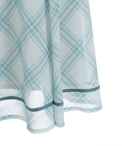 Sheer Plaid Flare Skirt