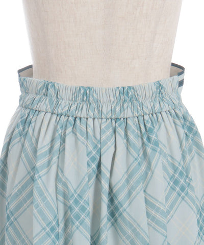 Sheer Plaid Flare Skirt